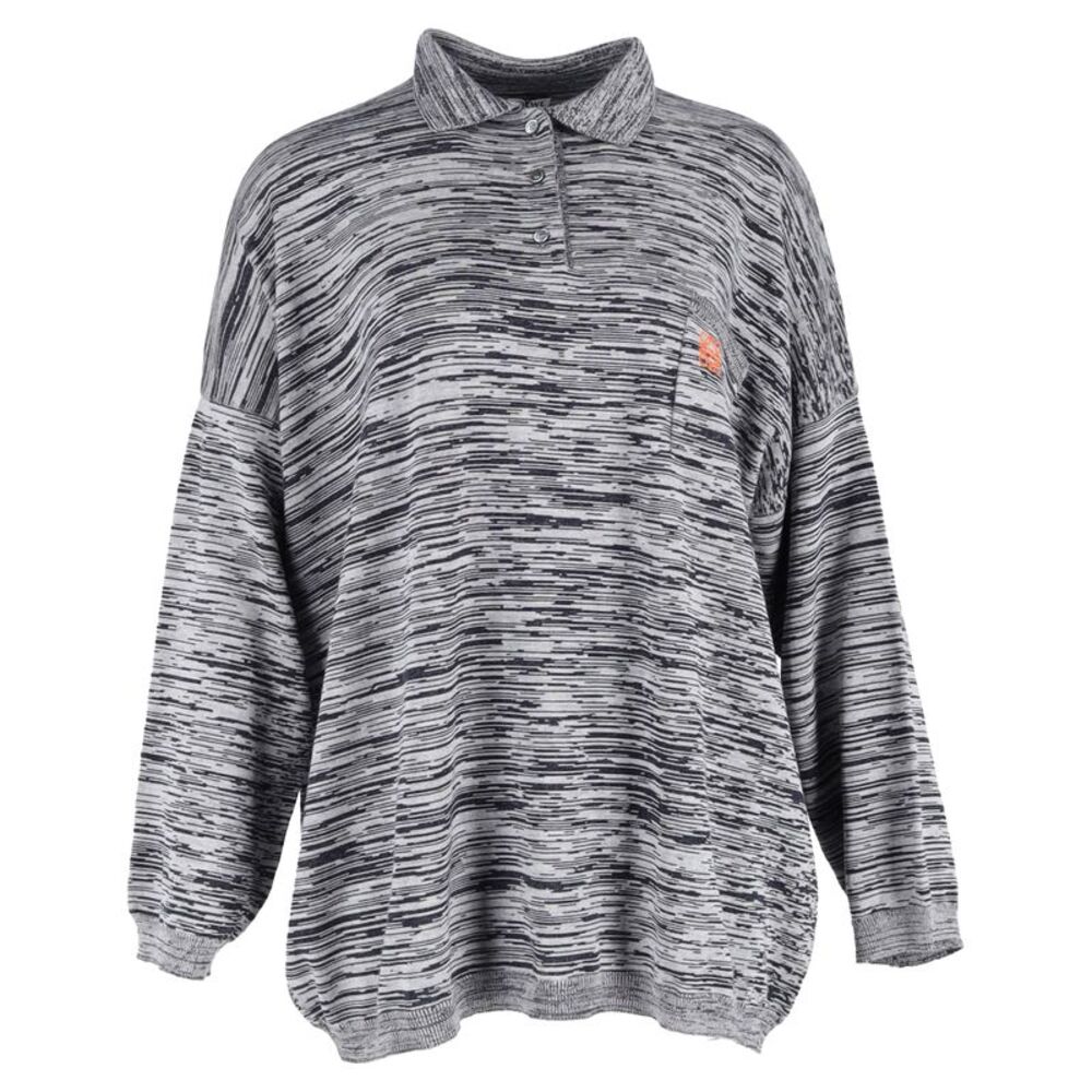 Loewe Melange Polo Jumper In Grey Cotton